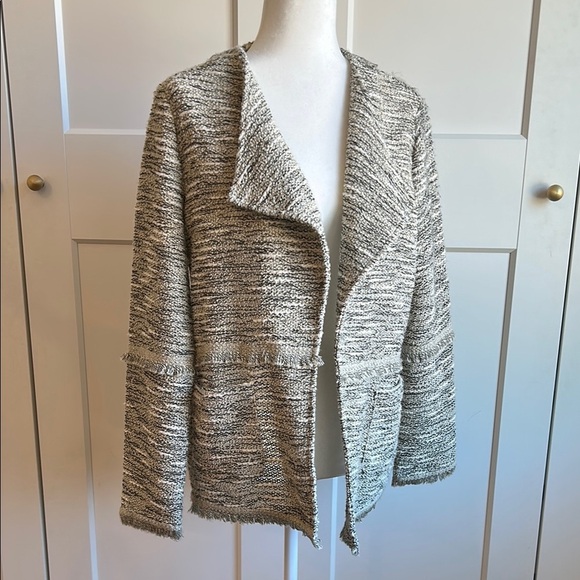 LAFAYETTE 148 | Tweed Open Front Jacket - Black and Cream | 8 - Picture 1 of 3